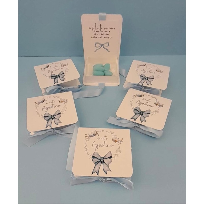 Scatolina portaconfetti artigianale con nastro in raso | Fatto a mano e personalizzabile