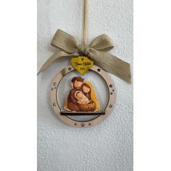 Pallina Natività in Legno – Decorazione Natalizia Artigianale e Significativa