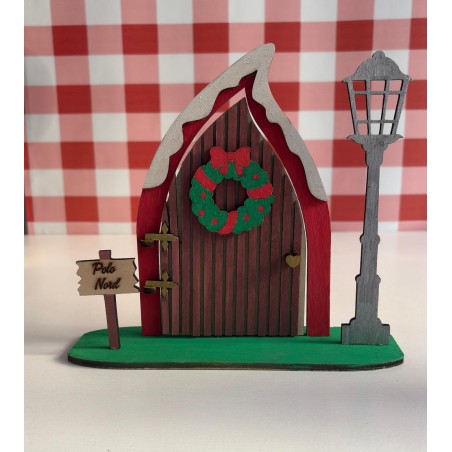 Porta Elfi Artigianale in Legno – Decorazione Natalizia Magica e Unica